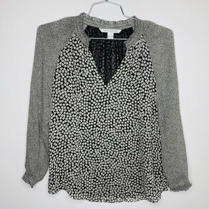 Diane von Furstenberg Long-Sleeve Rose HeartPrint